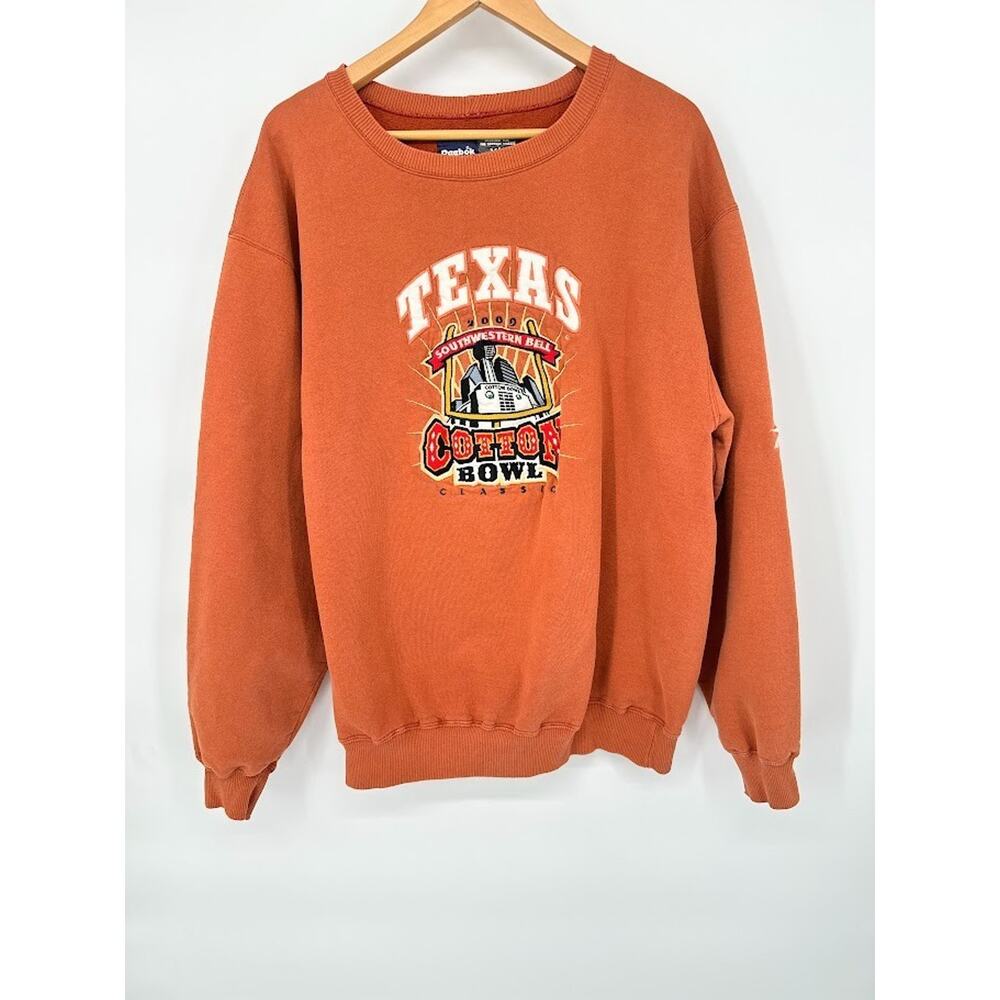 Vintage Texas Cotton Southwestern Bowl 2000 Sweatshirt Mens XL Reebok Y2K Orange
